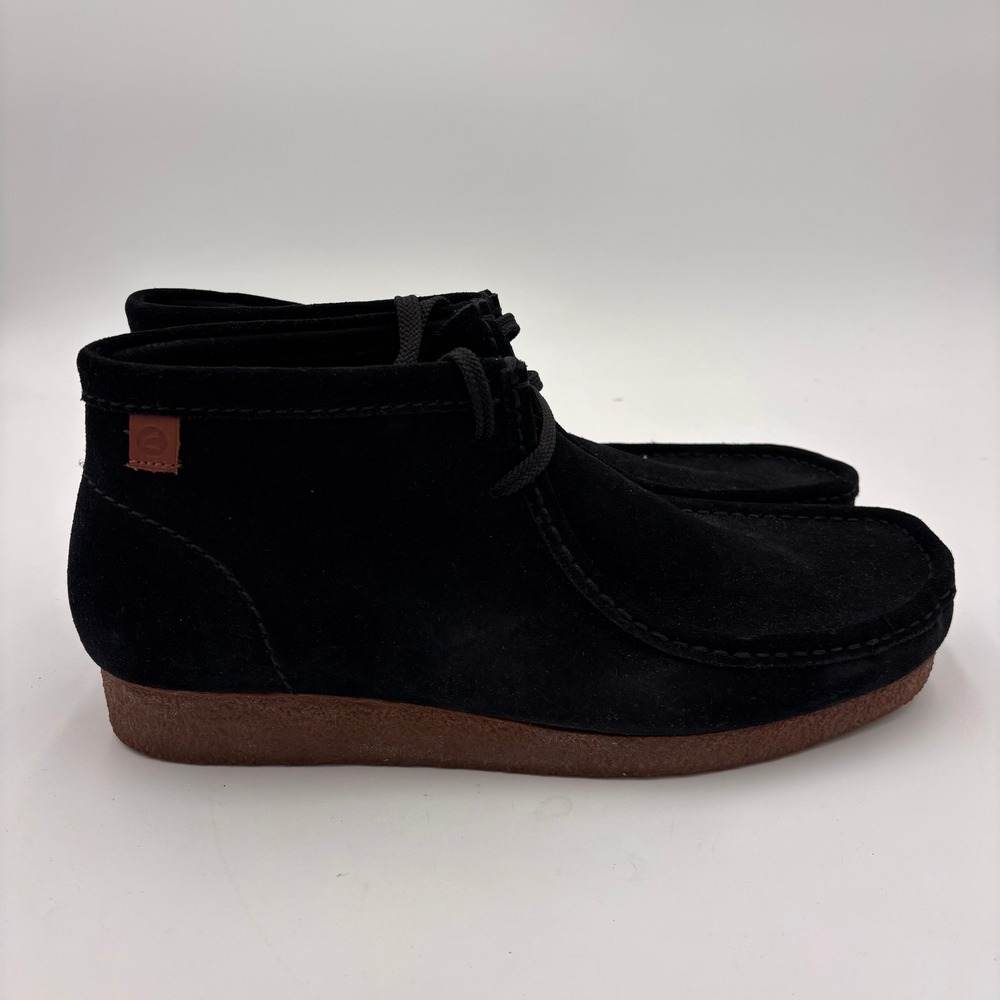 Clarks Shacre Boot Mens 11.5 Black EUC Suede Moccasin Chukka Wallabee Style